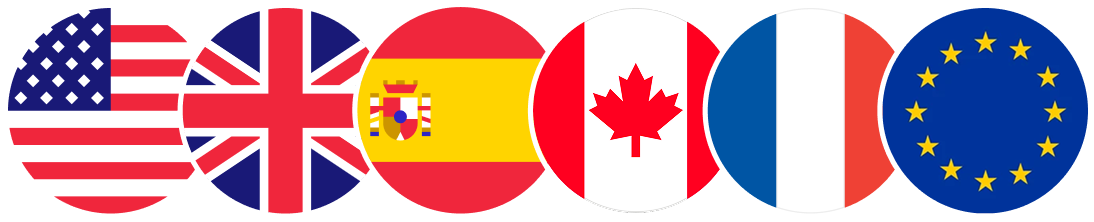 Logos of countries where expats use Aequify