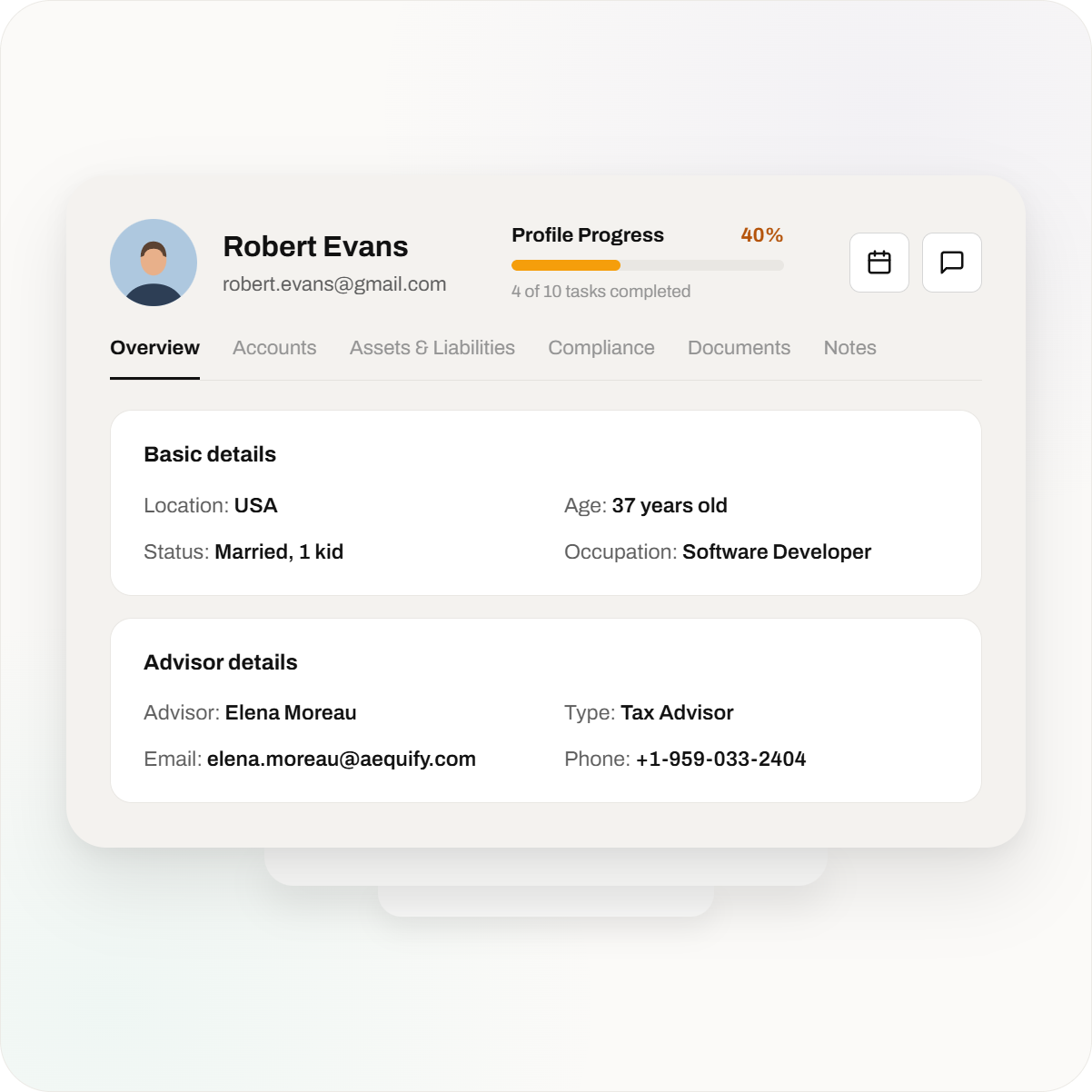 Reviewing client insights in Aequify